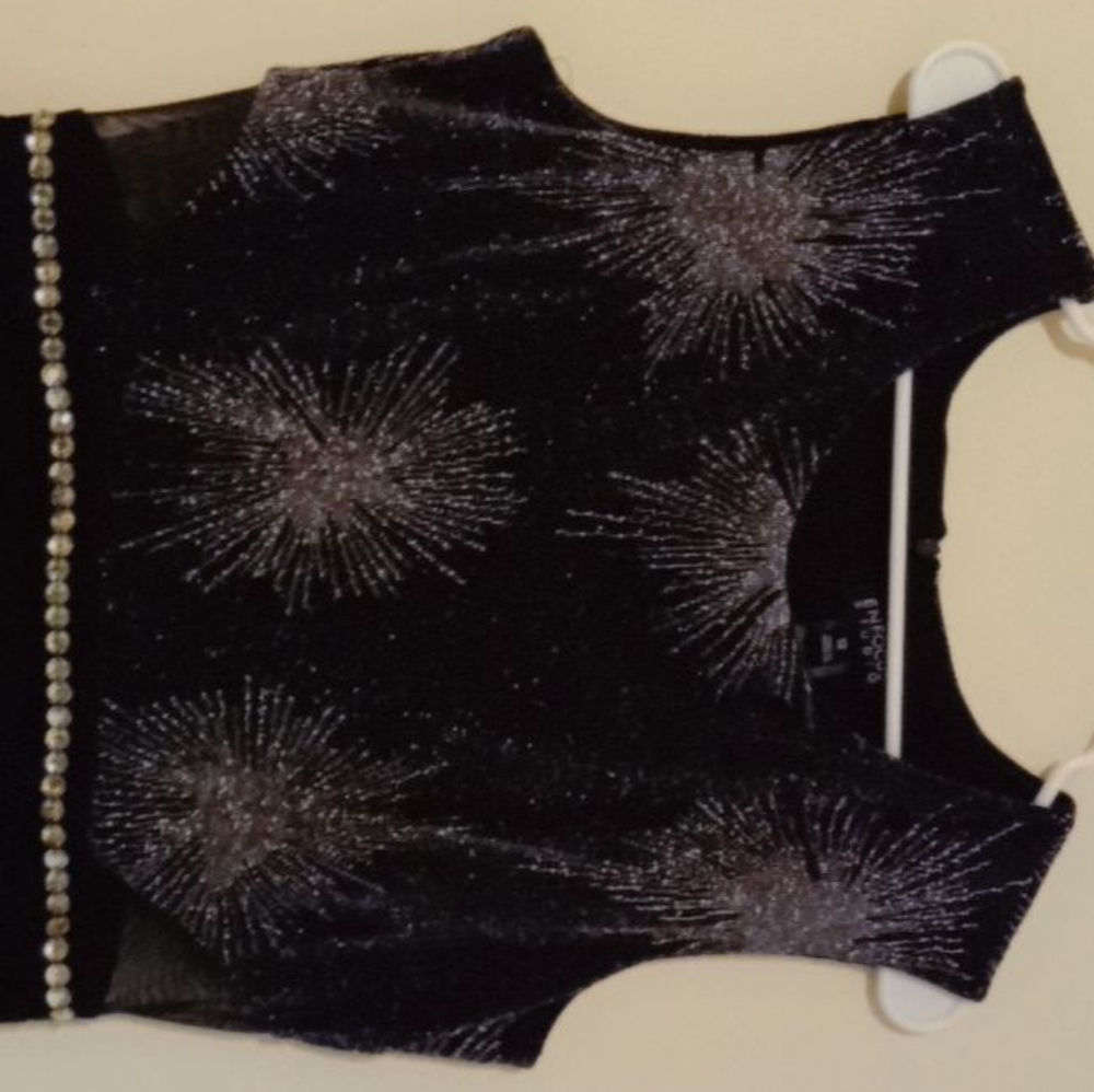 Long Black Dress with Rhinestones - Picture 2 of 3